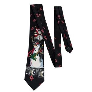 Tie Tales Snowman Rock Band Holiday Christmas Necktie Black Novelty Fun
